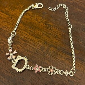 Elegant Hello Kitty Pink & Silver Charm Bracelet 8 Inches NWOT